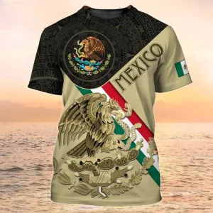 Mexican T Shirt Mexico Coat Of Arm Aztec Men Shirt, Unisex Mexican Shirt 3D