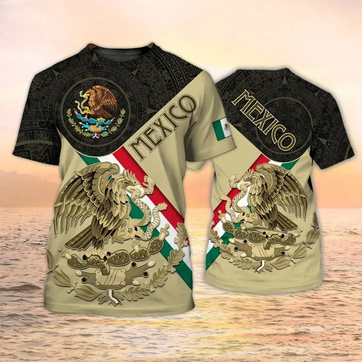 Mexican T Shirt Mexico Coat Of Arm Aztec Men Shirt, Unisex Mexican Shirt 3D