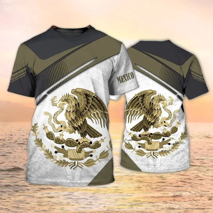 Mexico Coat Of Arm Shirt White Mexican 3D Full Print T Shirt