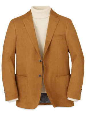 Microsuede Single Breasted Notch Lapel Sport Coat - Coffee