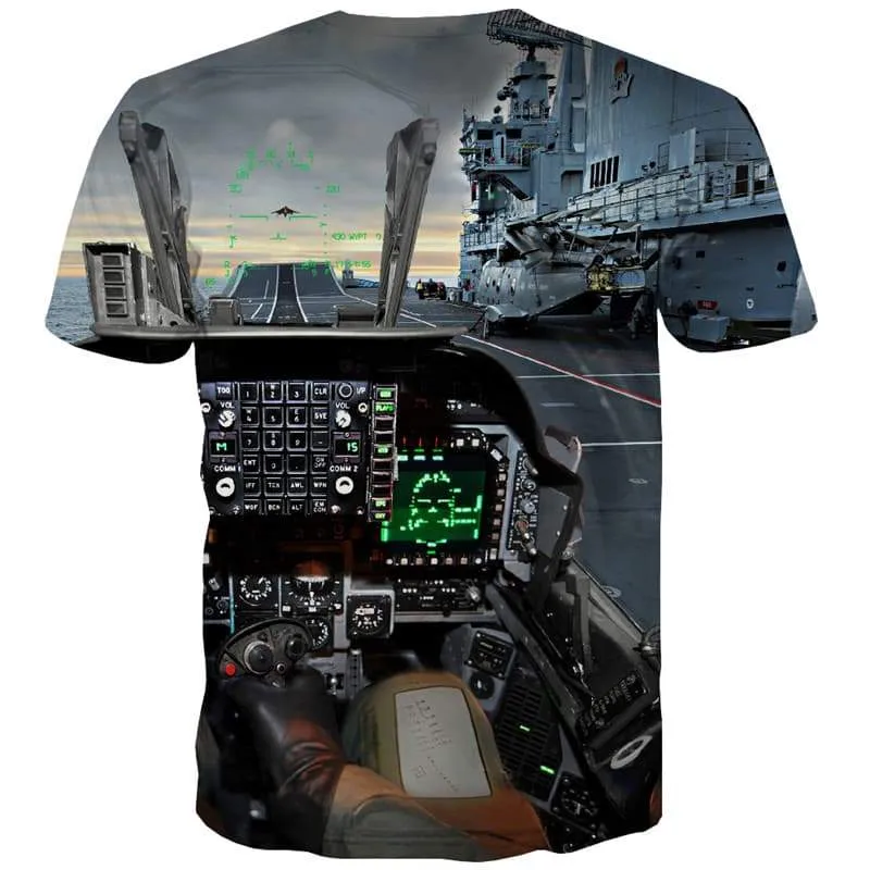 Military T-shirt Men Metal Tshirt Printed Landscape Tshirts Casual Ocean T-shirts 3d