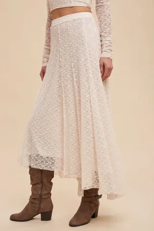 Milk Tea Lace Floral Skirt