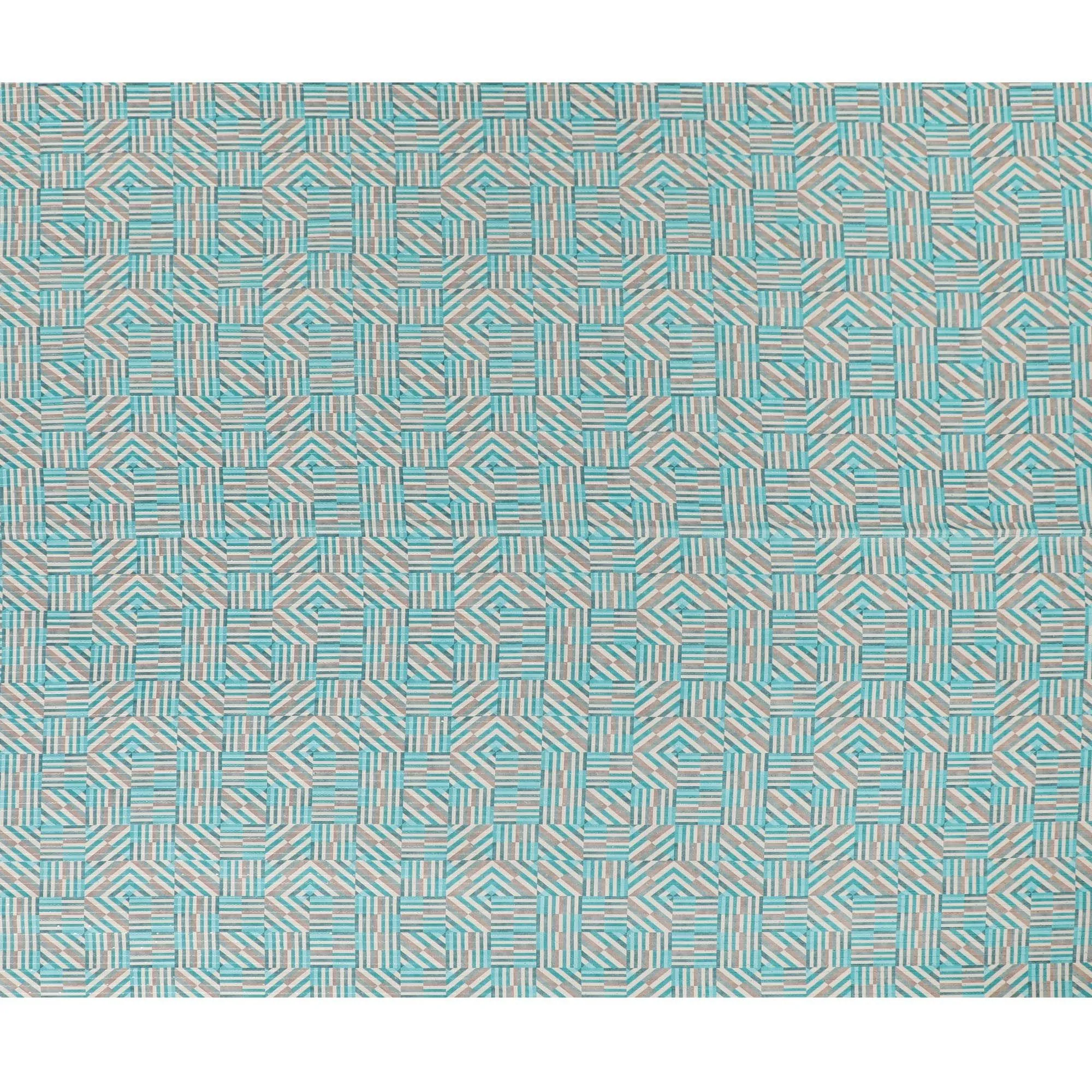 Multicolor synthetic silk fabric with same tone embroidery having sequins in stripe design-D16423
