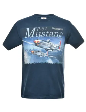 Mustang Navy Printed T-shirt - M
