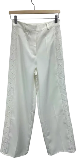 Nasty Gal White Lace Trim Trousers UK 10