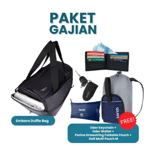 Paket Gajian - Embara Duffle Bag Gratis Oder Keychain   Oder Wallet Black   Parina Drawstring Foldable Pouch Grey Navy    Dafi Multi Pouch M