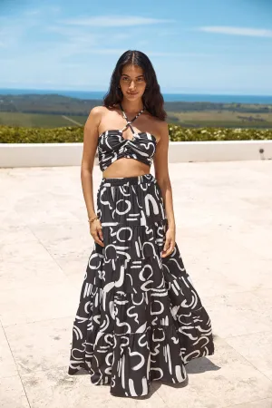 Panoramic Views Maxi Skirt Black
