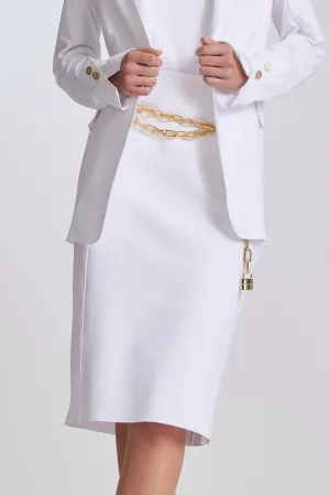 Paula Ryan Panelled Basque Pencil Skirt - White