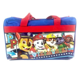 Paw Patrol Team Work! 600D Polyester Blue & Red Duffle Bag PVC with Side Panels