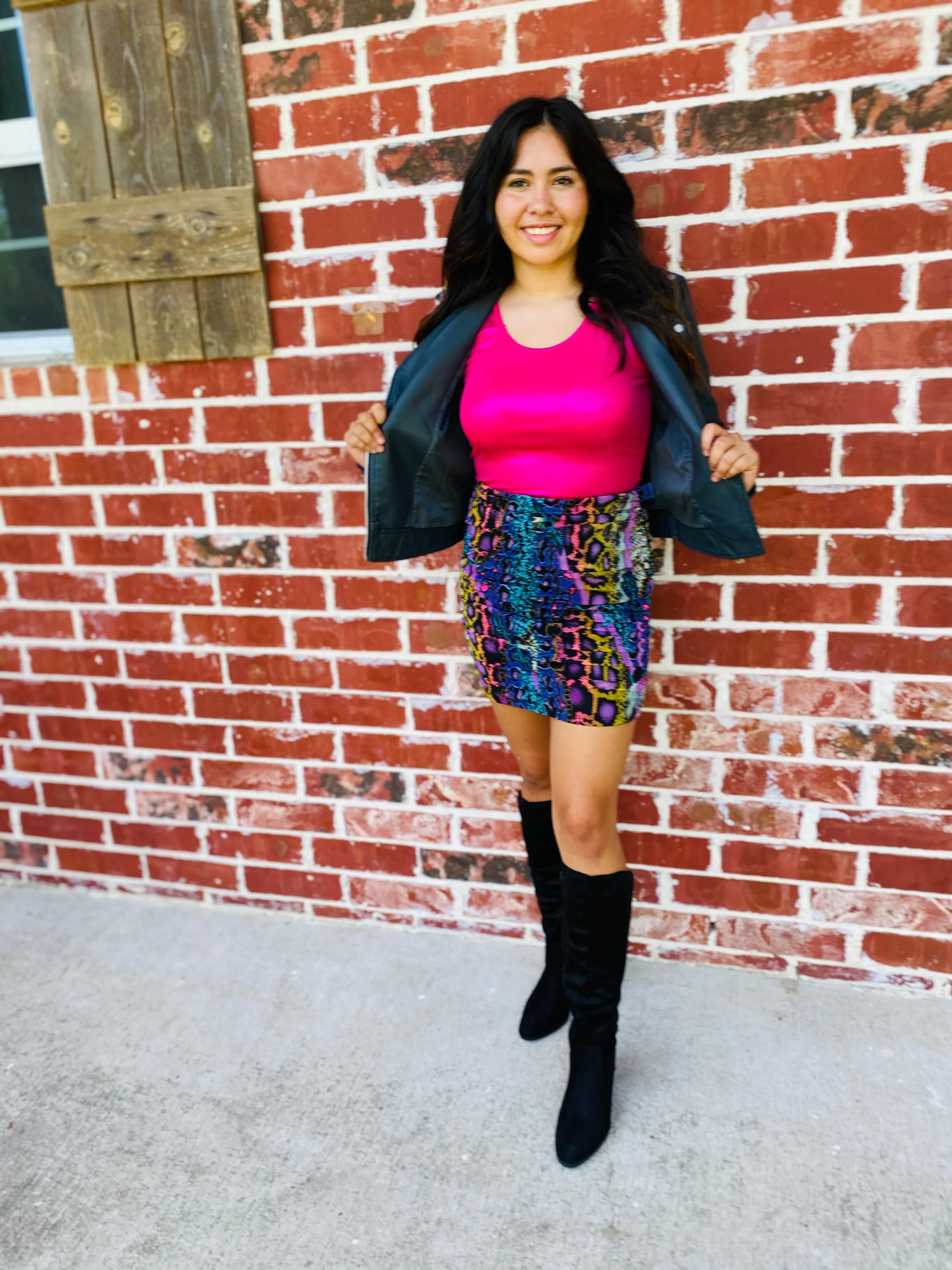 Pencil Me in Python Printed Skirt