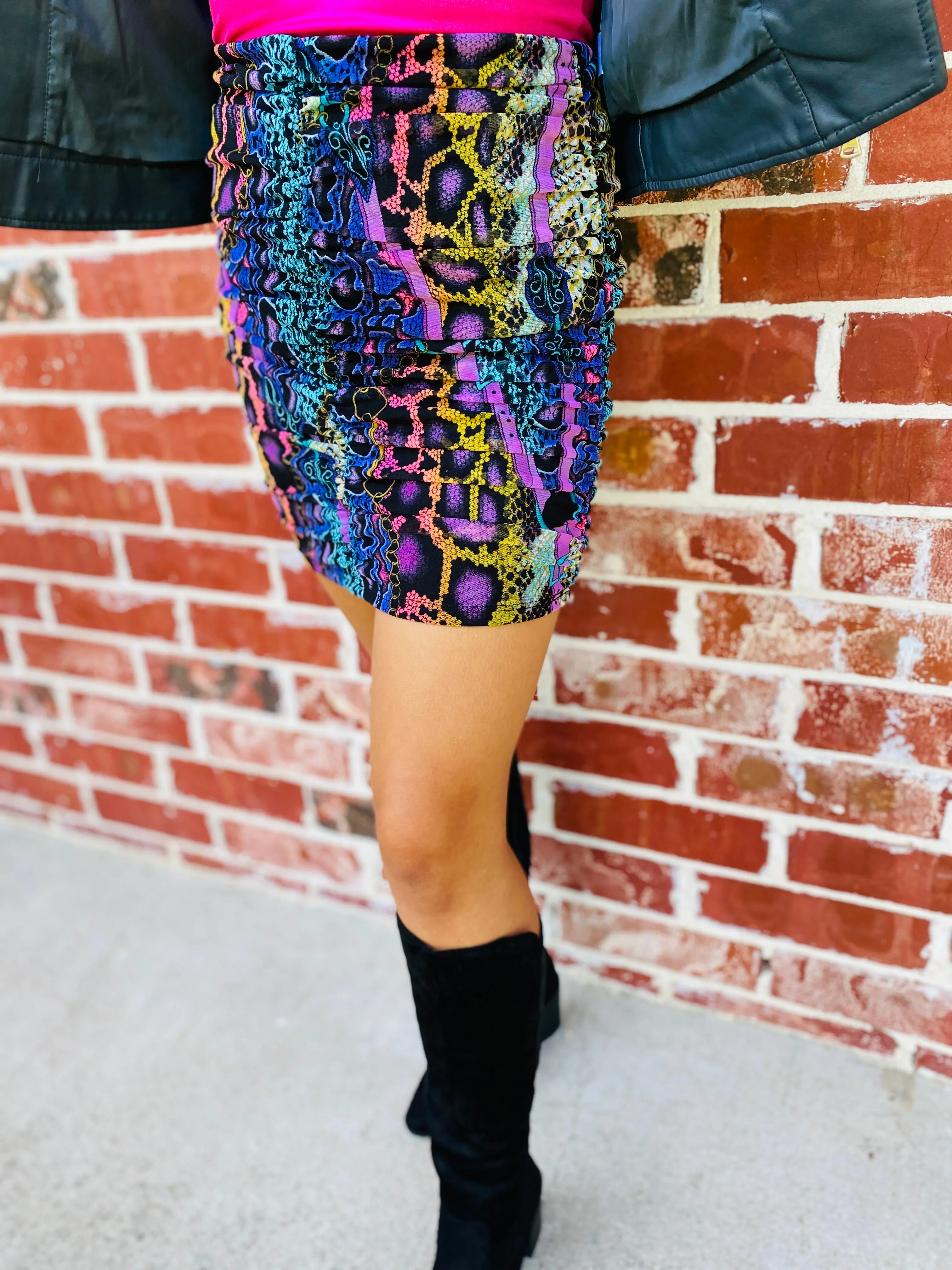 Pencil Me in Python Printed Skirt
