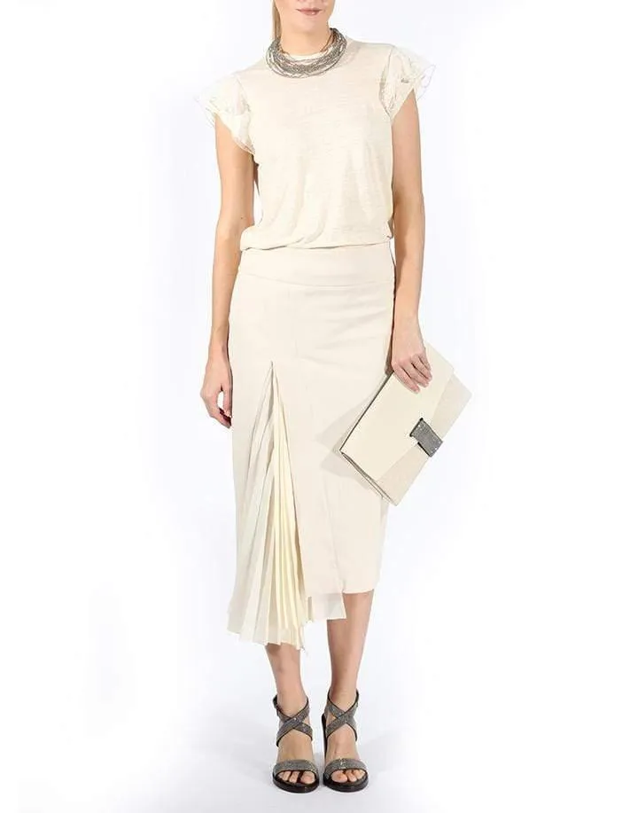 Pencil Skirt With Knife Pleats
