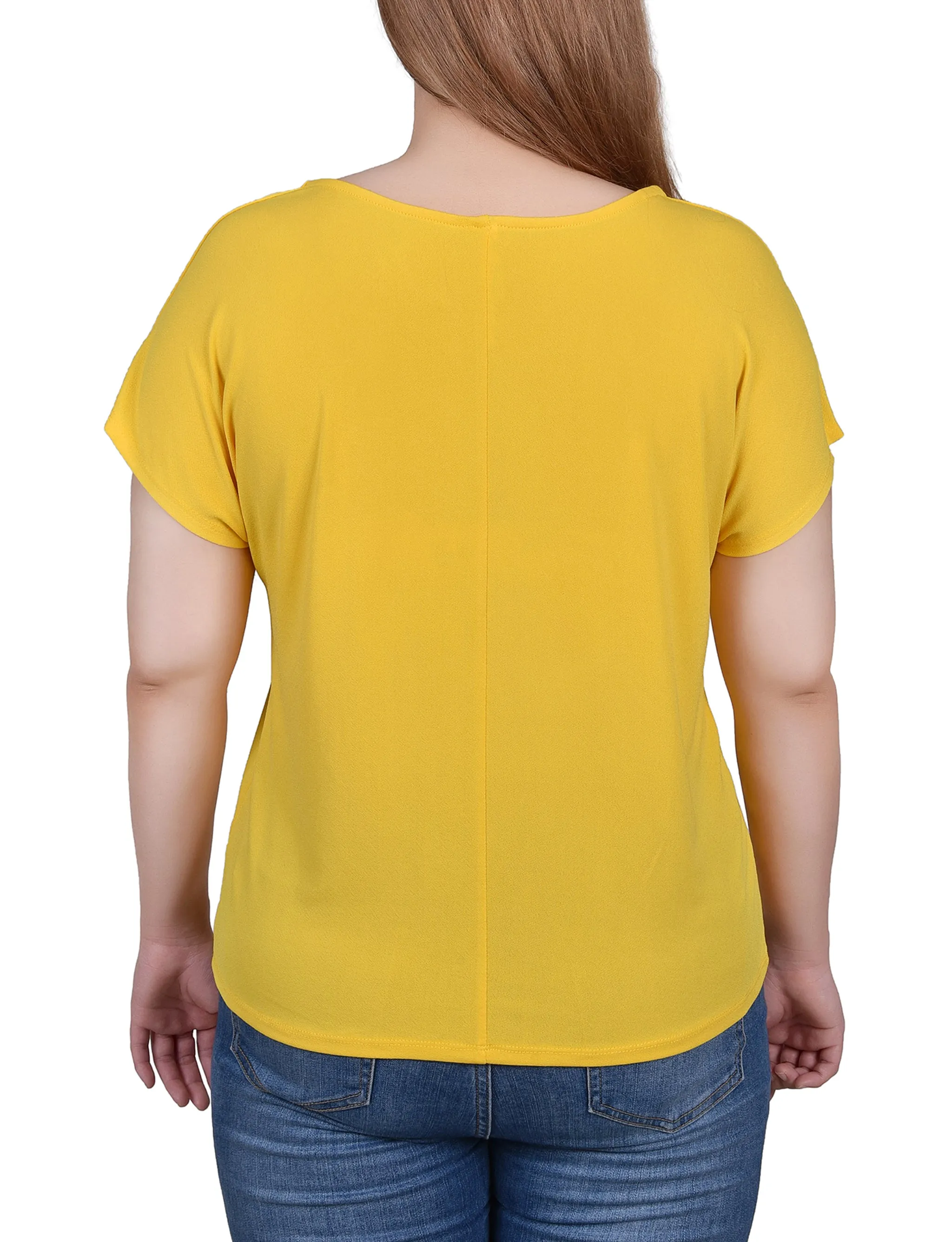 Petite Short Sleeve Extended Sleeve Tunic Top