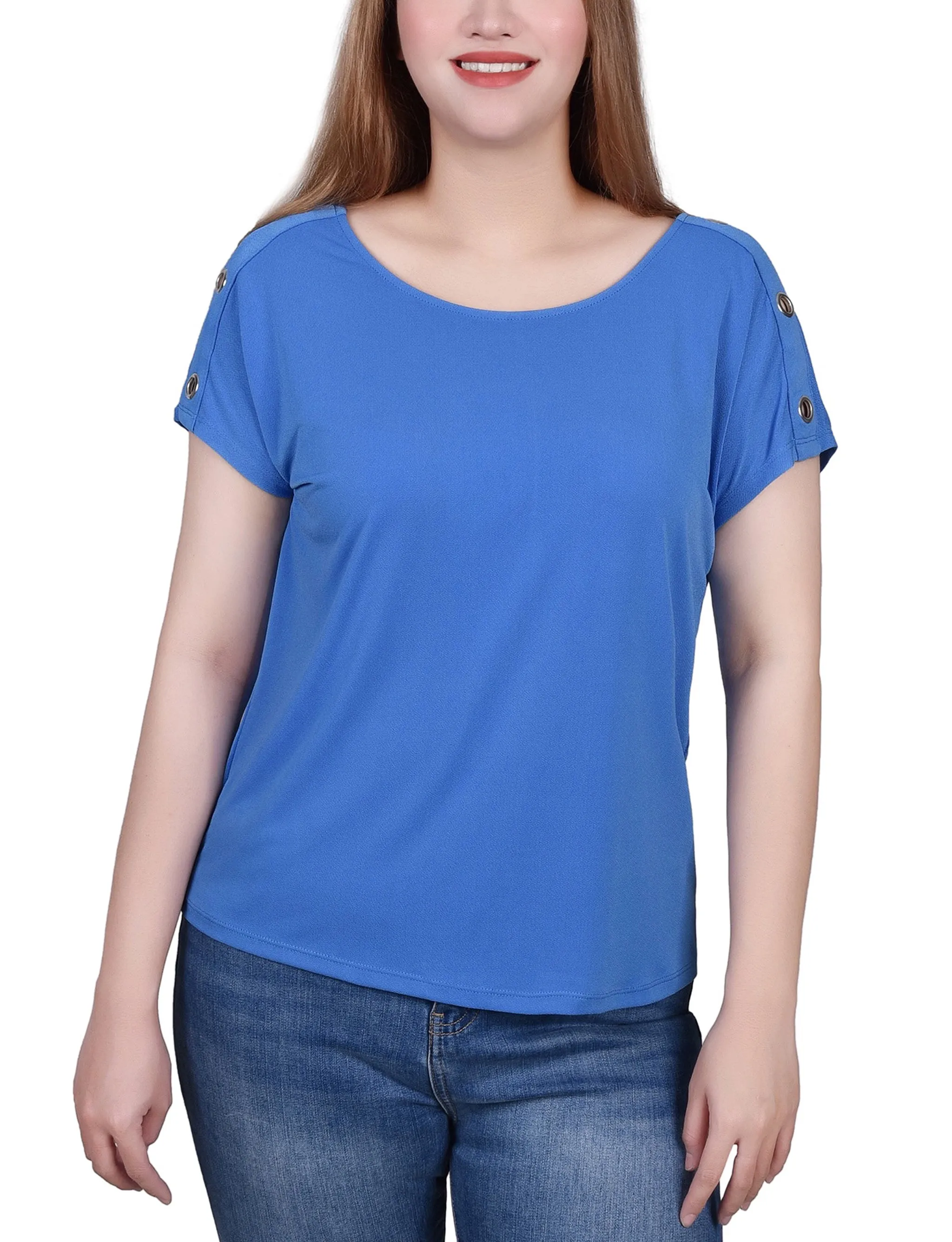Petite Short Sleeve Extended Sleeve Tunic Top