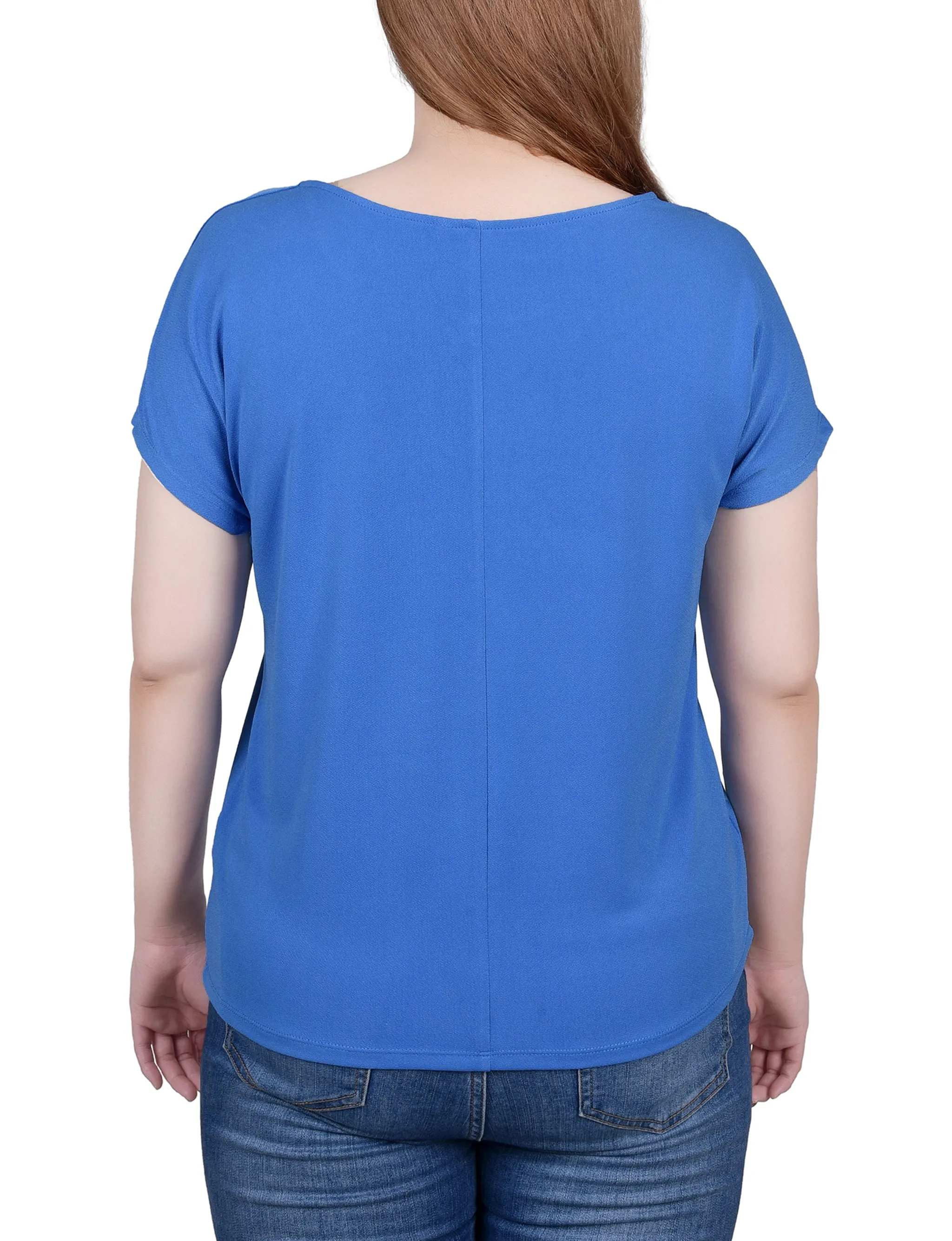 Petite Short Sleeve Extended Sleeve Tunic Top