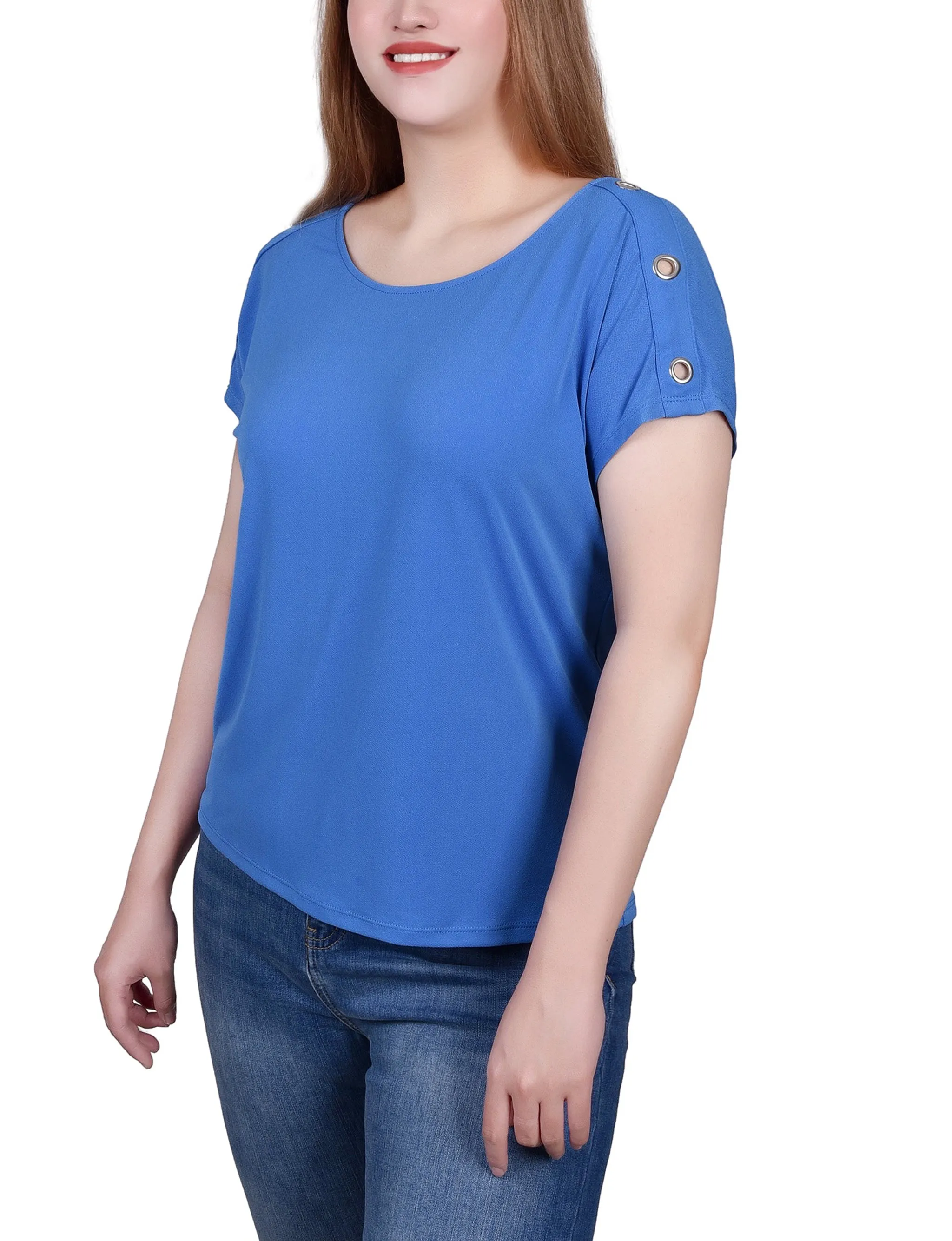 Petite Short Sleeve Extended Sleeve Tunic Top