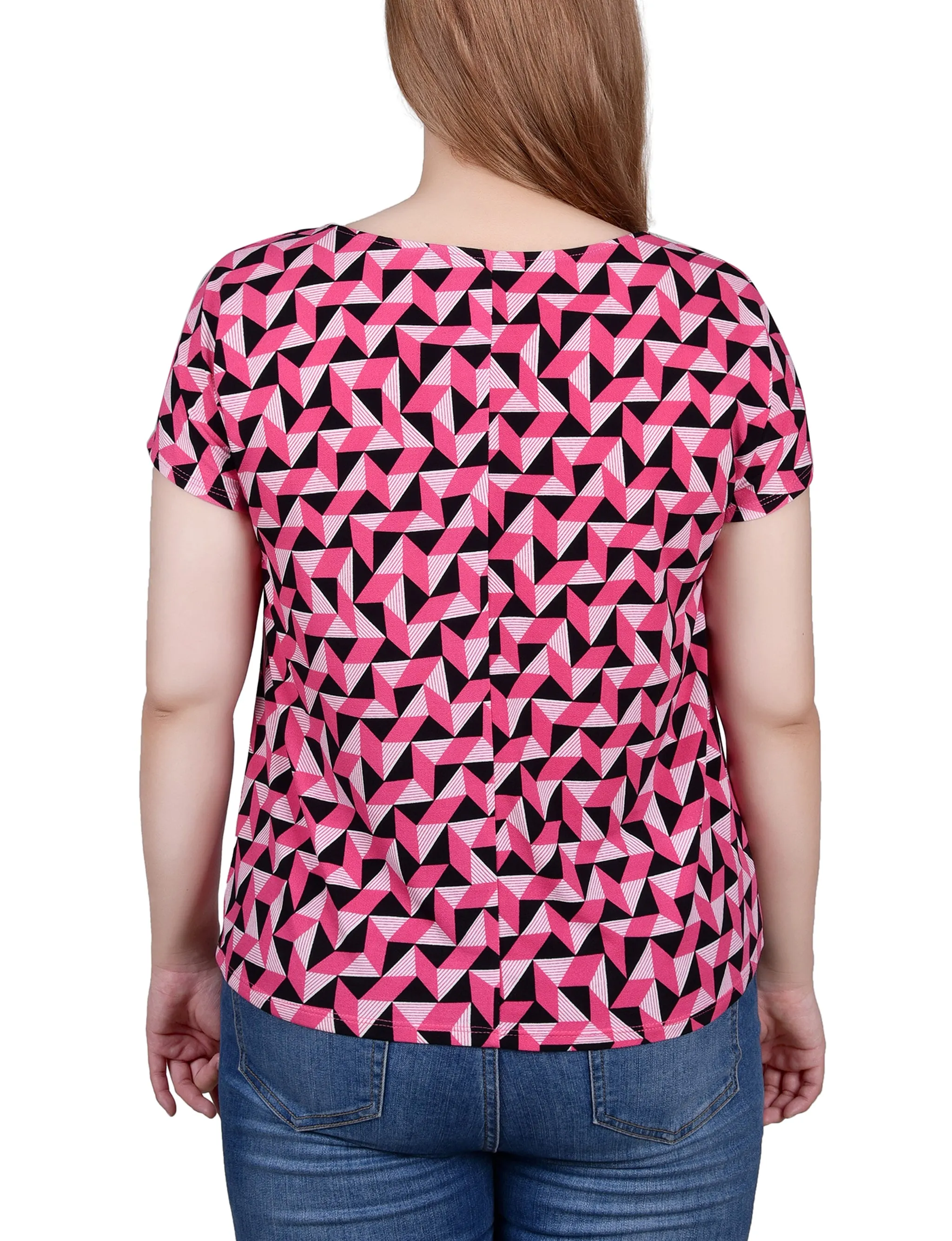 Petite Short Sleeve Extended Sleeve Tunic Top