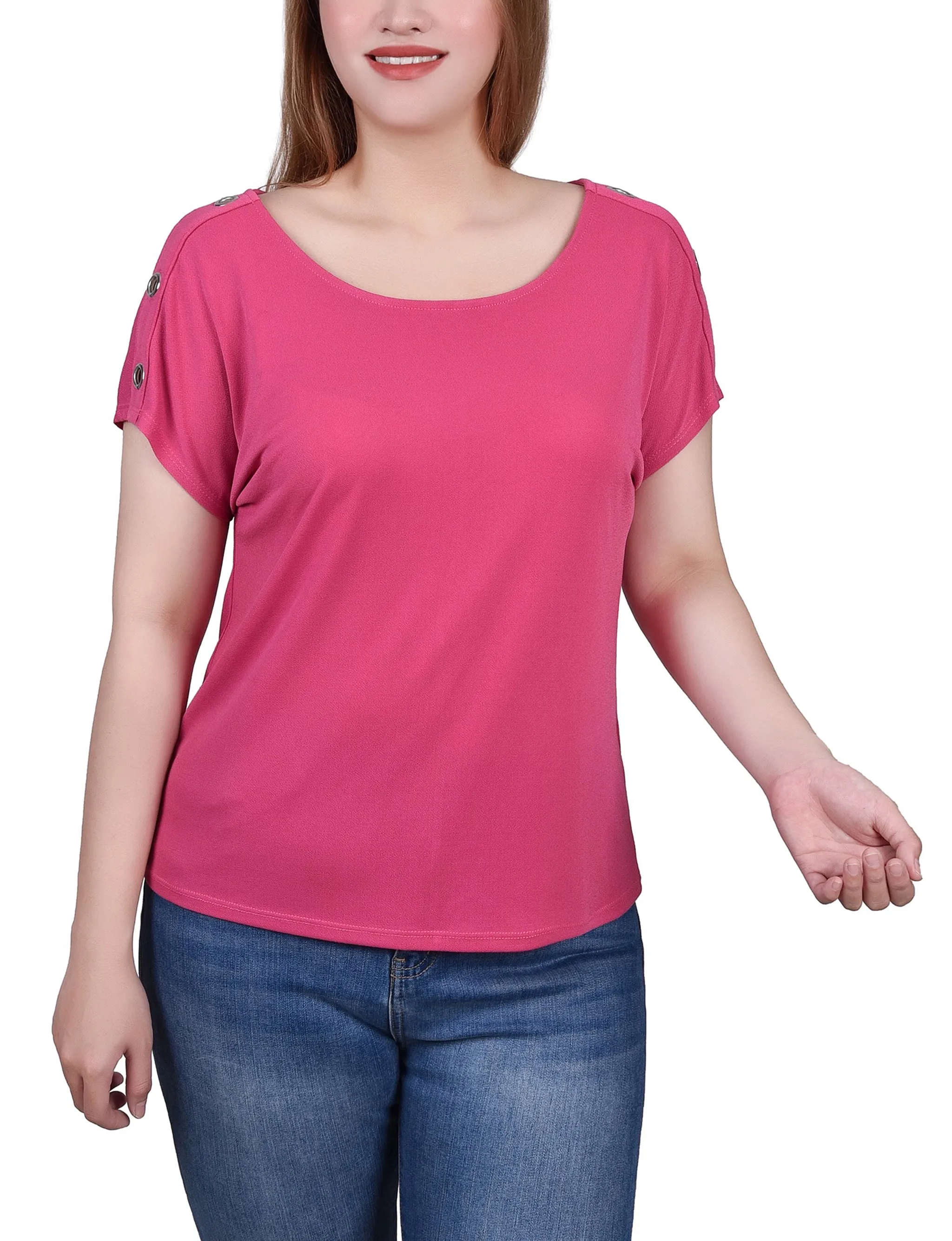 Petite Short Sleeve Extended Sleeve Tunic Top