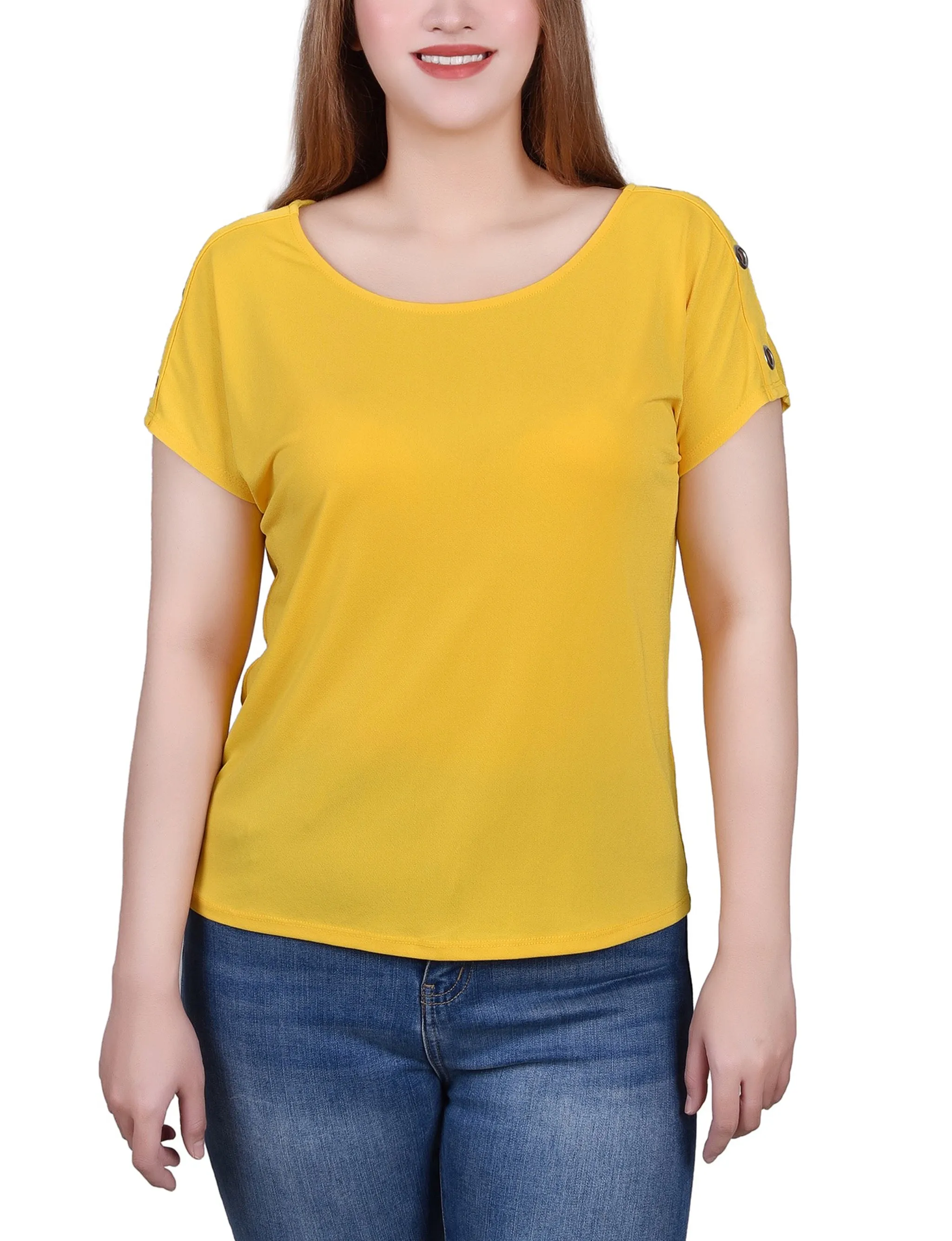 Petite Short Sleeve Extended Sleeve Tunic Top