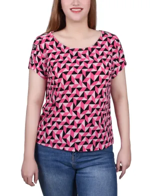 Petite Short Sleeve Extended Sleeve Tunic Top