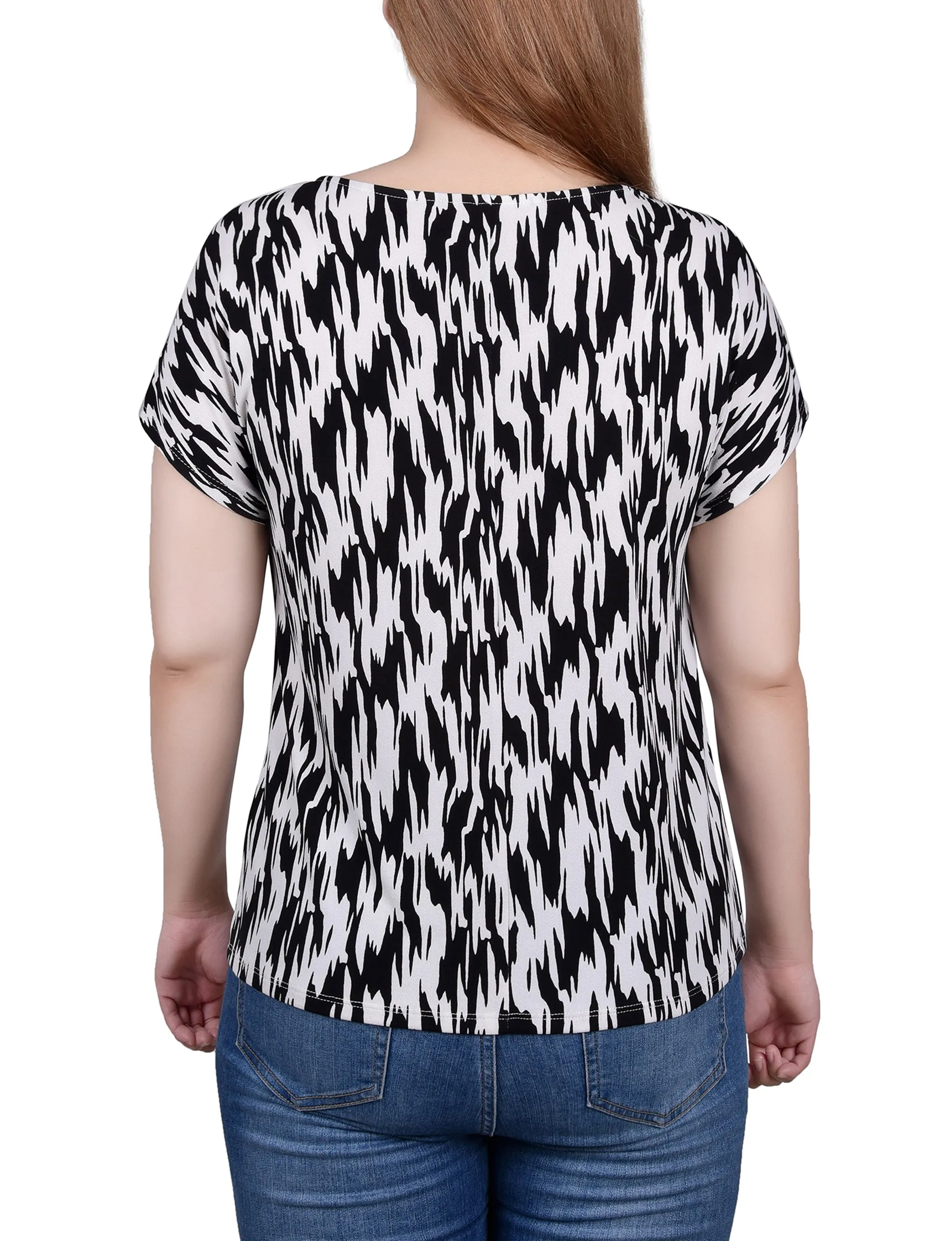 Petite Short Sleeve Extended Sleeve Tunic Top