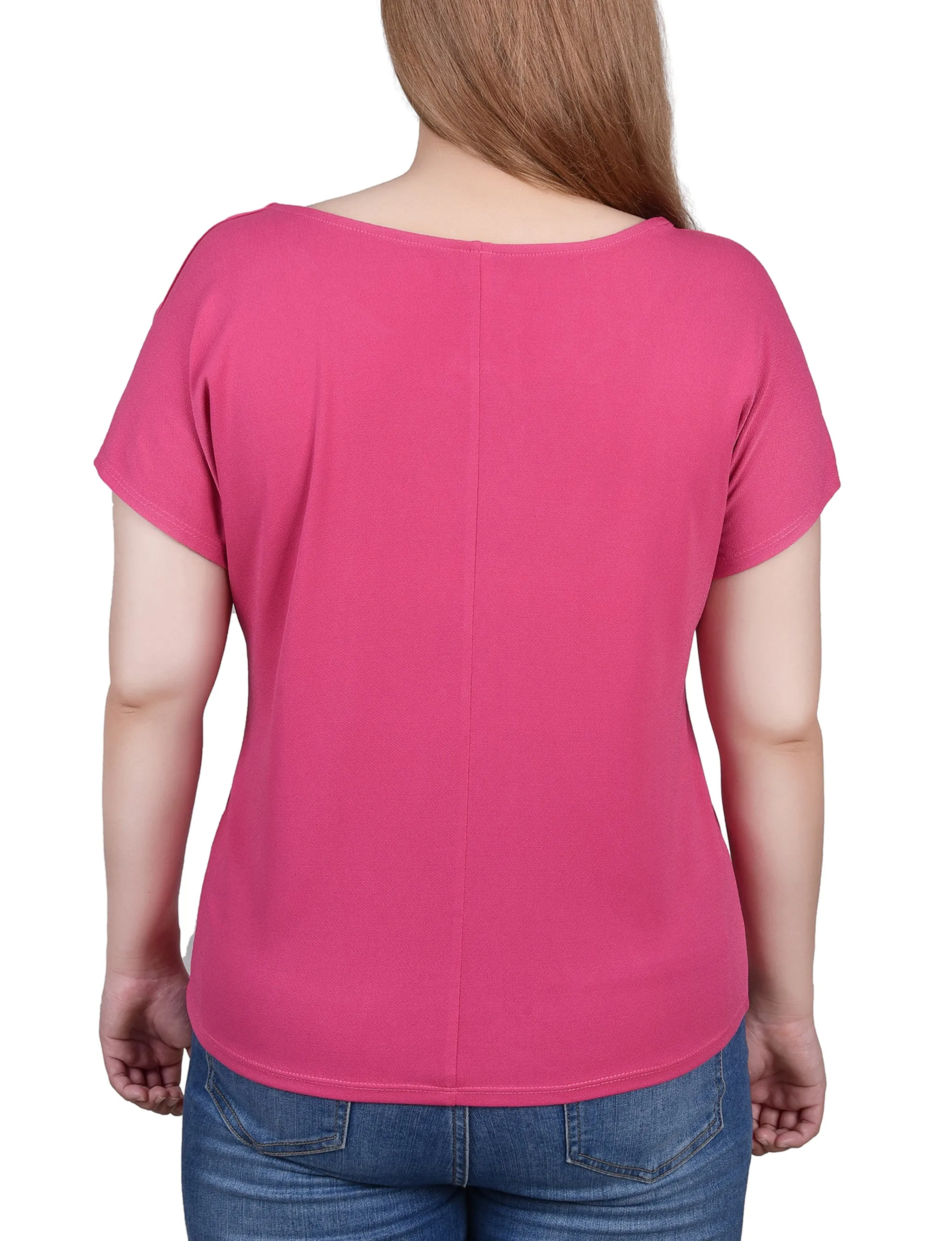 Petite Short Sleeve Extended Sleeve Tunic Top