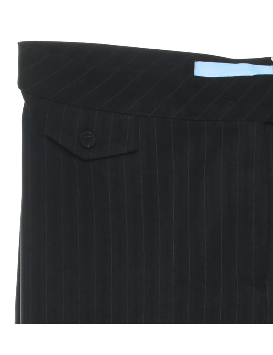 Pinstriped Black Classic Trousers - W32 L31