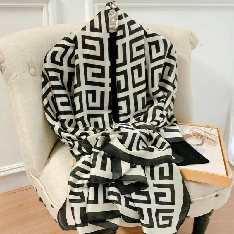 Premium Silk Print Scarf for Women - 180X90cm Wrap