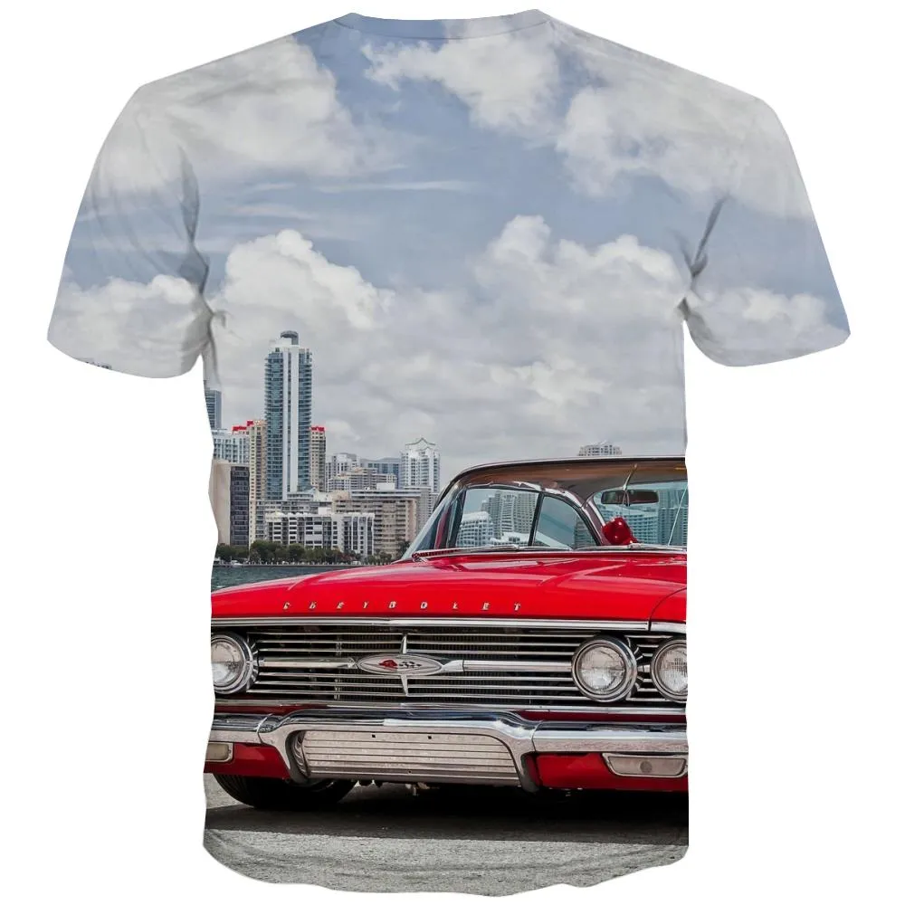 Racing Car T-shirt Men Metal Shirt Print City Tshirt Printed Gray Tshirts Novelty Retro T-shirts Graphic