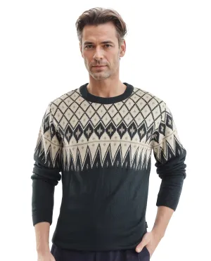 Rare Rabbit Men's Kezeck Navy Full Sleeve Crew Neck Regular Fit Argyle Sweater