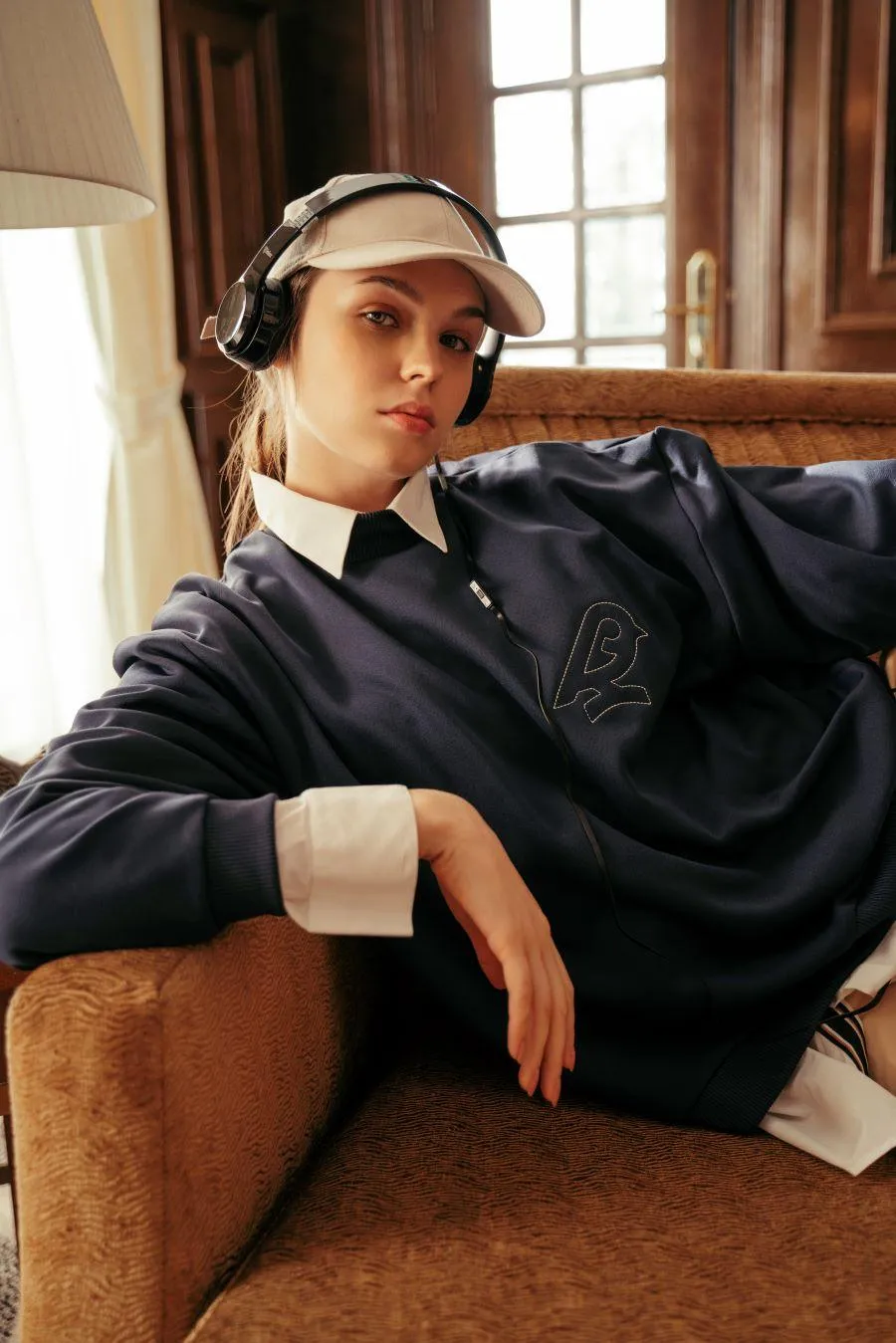 Recycled Embroidered Sweater - Navy
