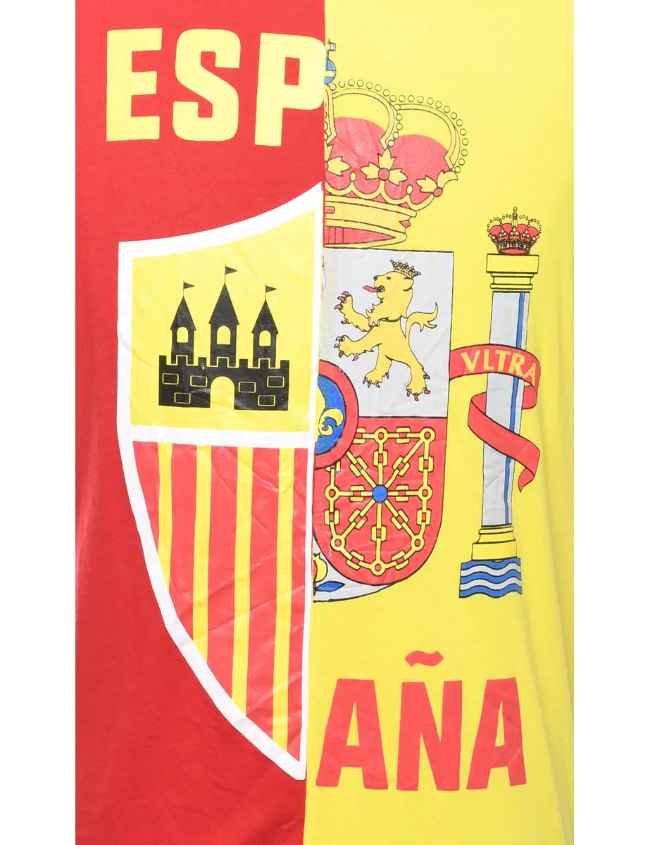 Red & Yellow Contrast Espana  T-Shirt - L