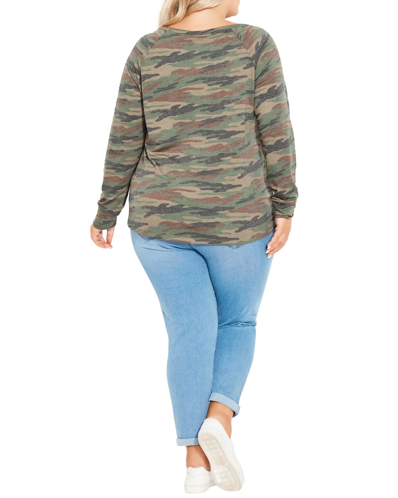 Reese Longsleeve Camo Top | Olive Green / White