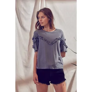 Ruffle trim knit top