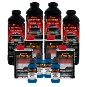 Safety Blue 1 Gallon Urethane Spray-On Truck Bed Liner Kit -Easy Mixing, Just Shake, Shoot - Professional Durable Textured Protective Coating
