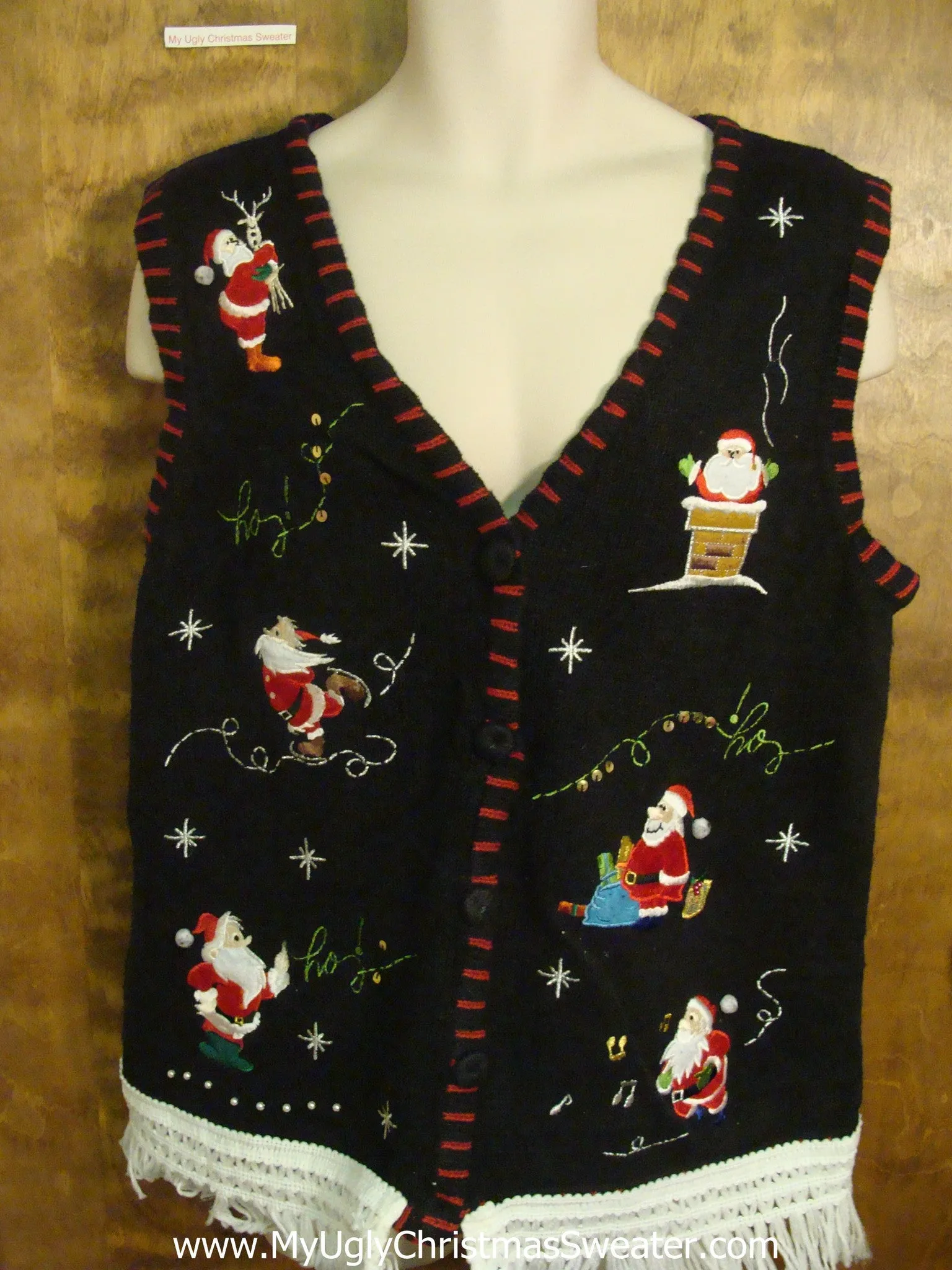 Santa Having Winter Fun Ugly Christmas Jumper Vest