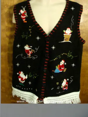Santa Having Winter Fun Ugly Christmas Jumper Vest