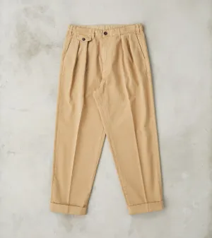 Seattle Pleated Trouser - Camel Herringbone Twill