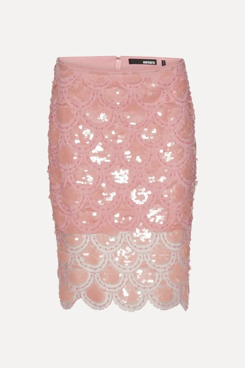Sequin Pencil Skirt Peachskin