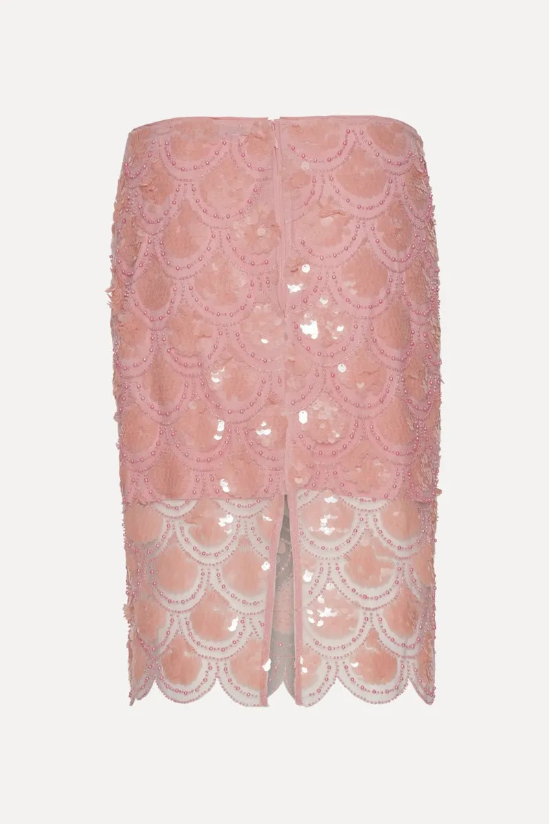 Sequin Pencil Skirt Peachskin