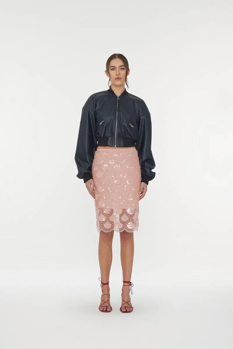 Sequin Pencil Skirt Peachskin