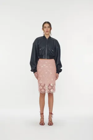 Sequin Pencil Skirt Peachskin