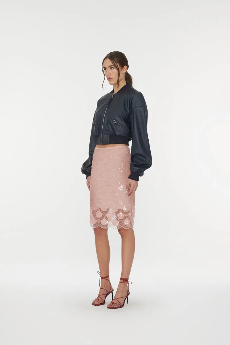 Sequin Pencil Skirt Peachskin