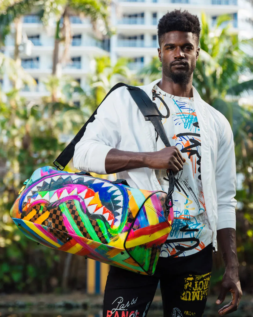 Sharks In Paint Large Duffle