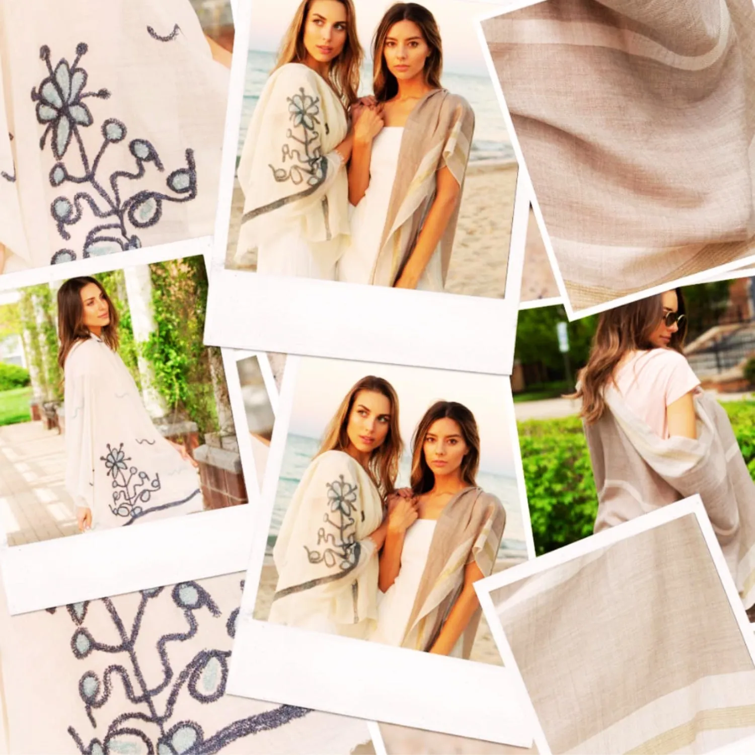 Sidney Byron | Womens Fashion Graphic Stripe Golden Hue Scarf in Taupe | 100%Soft Wool | 77"x30" | Made in India | Breathable Lightweight Soft Wraps