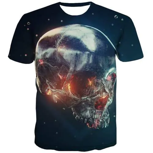 Skull T-shirt Men Galaxy Tshirts Casual Universe Tshirt Anime Technology Tshirts Novelty Hip Hop Tshirts Cool Short Sleeve
