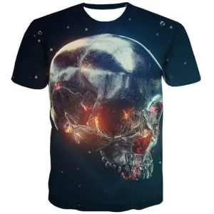 Skull T-shirt Men Galaxy Tshirts Casual Universe Tshirt Anime Technology Tshirts Novelty Hip Hop Tshirts Cool Short Sleeve