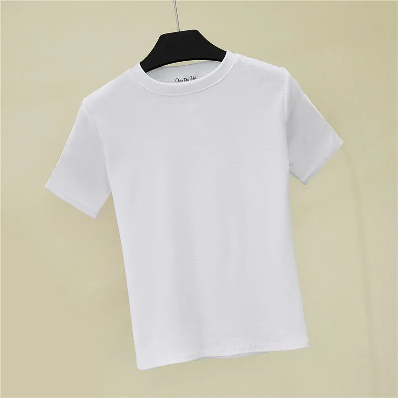 Slim-fitting round neck short-sleeved T-shirt