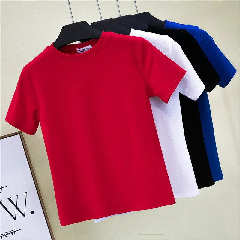 Slim-fitting round neck short-sleeved T-shirt