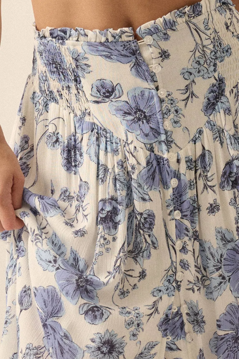Smocked Floral Maxi Skirt